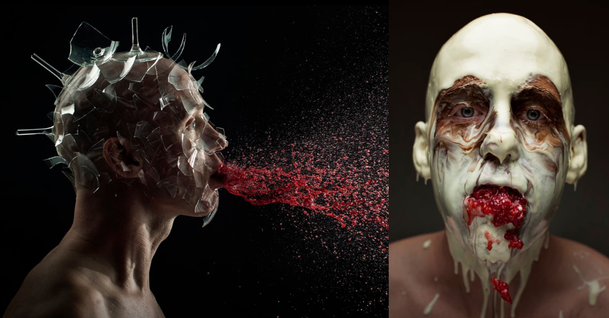 頭上黏滿玻璃碎片是哪道菜？令人不安的超獵奇「人體菜單」 菜單、變態、生鮮食材、不安、攝影