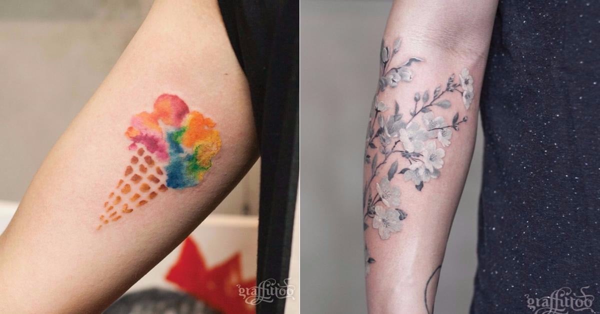 可以飽滿可以淡雅的夢幻組合！將色彩應用自如的韓國文青刺青 graffittoo、刺青、花草、韓國、色彩、動物、藝術