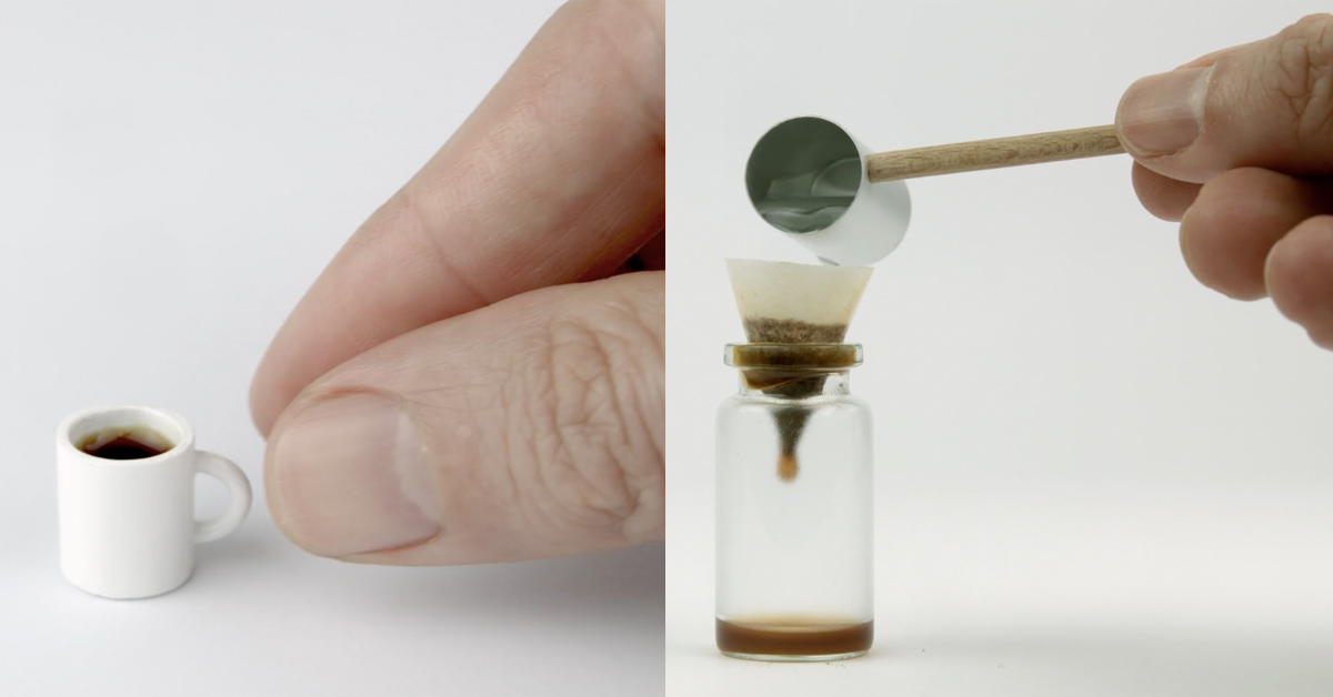 一顆咖啡豆的迷你手沖！世界上最小杯的咖啡手不夠巧還真煮不出來 世界上最小杯的咖啡、迷你手沖、袖珍廚房、MIMINE、Lucas Zanotto、創意廣告