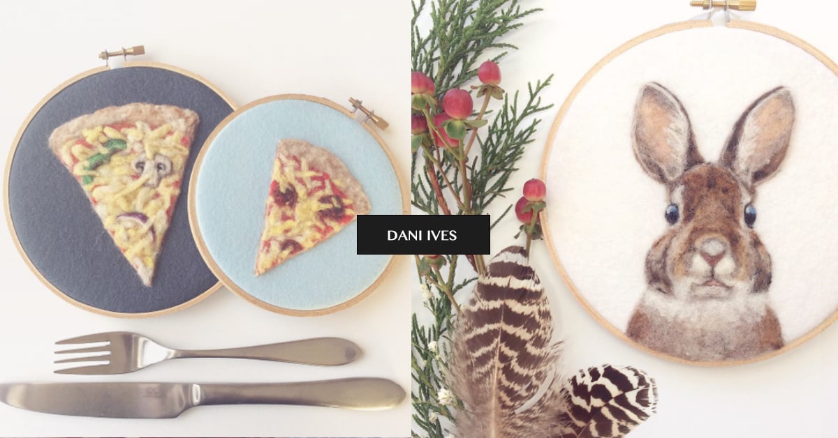 一個手掌大的毛小孩看了好療癒！超逼真的毛絨絨羊毛刺繡 刺繡、羊毛氈、羊毛刺繡、daniives、begoodnatured、Dani Ives、可愛、動物、藝術