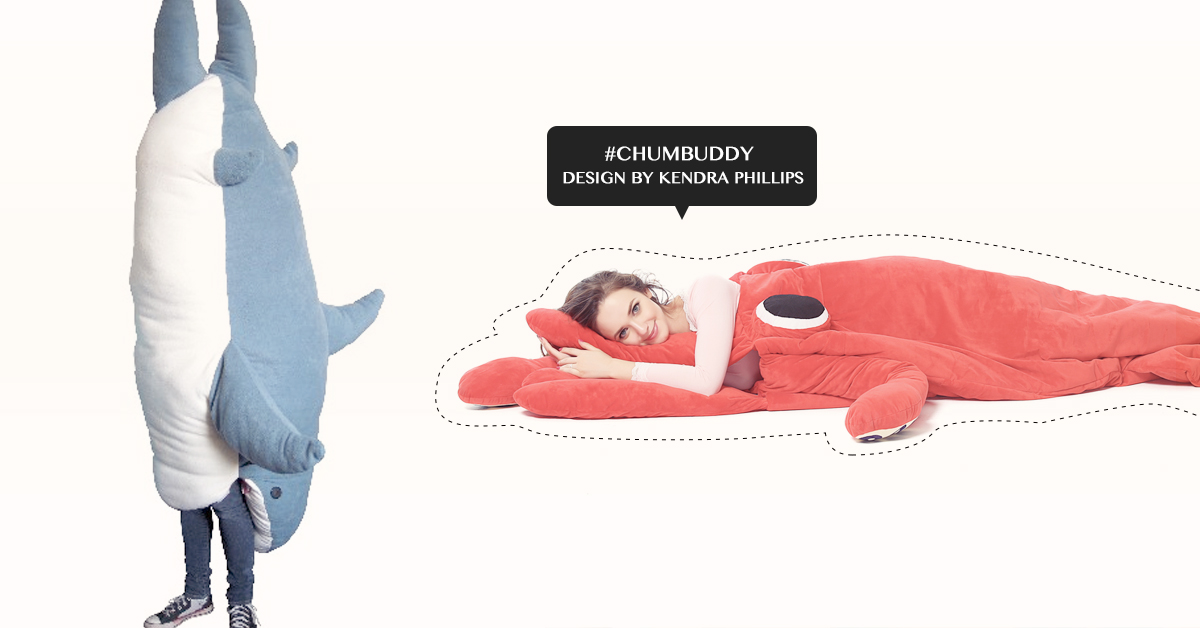 怎麼有人被鯊魚咬還一臉開心？逗趣的海洋生物睡袋來襲 鯊魚、殺人鯨、烏賊、鱷魚、海洋生物睡袋、ChumBuddy、Kendra Phillips