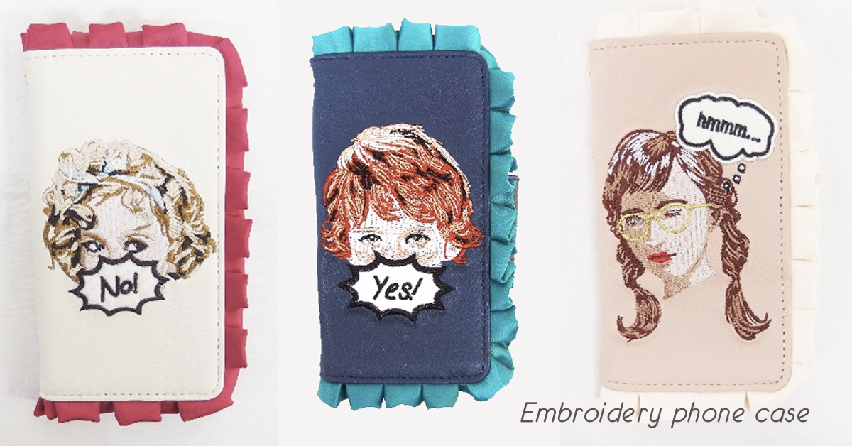 復古性感又帶點可愛！荷葉滾邊的畫報女郎刺繡手機殼 pin up girl、畫報女郎、手機殼、刺繡、荷葉邊、復古、可愛
