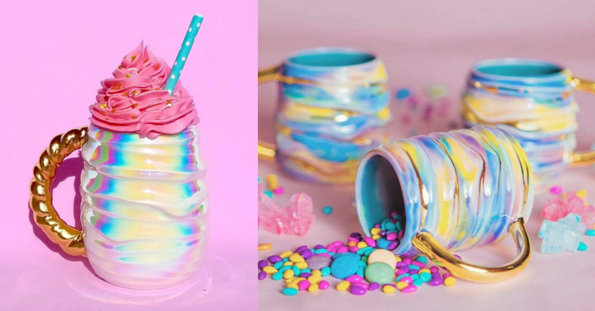 獨角獸的世界就是這、麼、浮、誇！一見就心空的彩虹馬克杯狙擊少女心 美國、藝術家、馬克杯、器皿、獨角獸、彩虹、繽紛、色彩、可愛、夢幻、陶土、手作、KatieMarks、藝術