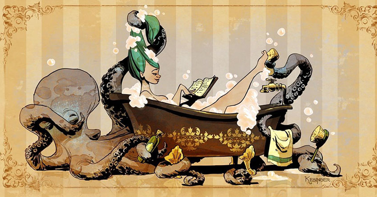 公主的寵物越來越離奇？迪士尼繪師畫出養「章魚」的日常 迪士尼、公主、章魚、Brian Kesinger、Walking Your Octopus、藝術