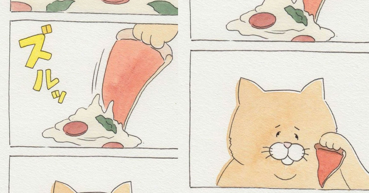 吃個東西怎麼這麼難！胖貓的無奈進食日記 qrais_usagi、胖貓、吃東西、無奈、插畫、藝術