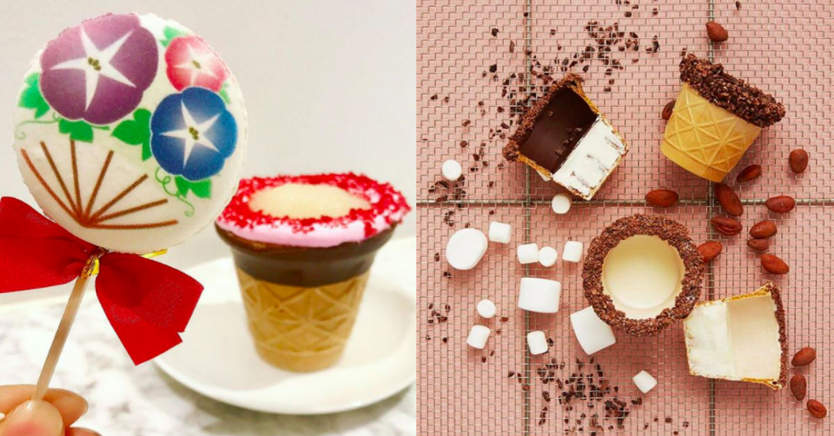 東西方的完美結合！日本人氣咖啡店推出夏日祭典風情的扇子馬卡龍 馬卡龍、日本、日式、Anywhere Door、エニウェアドア、餅乾杯子