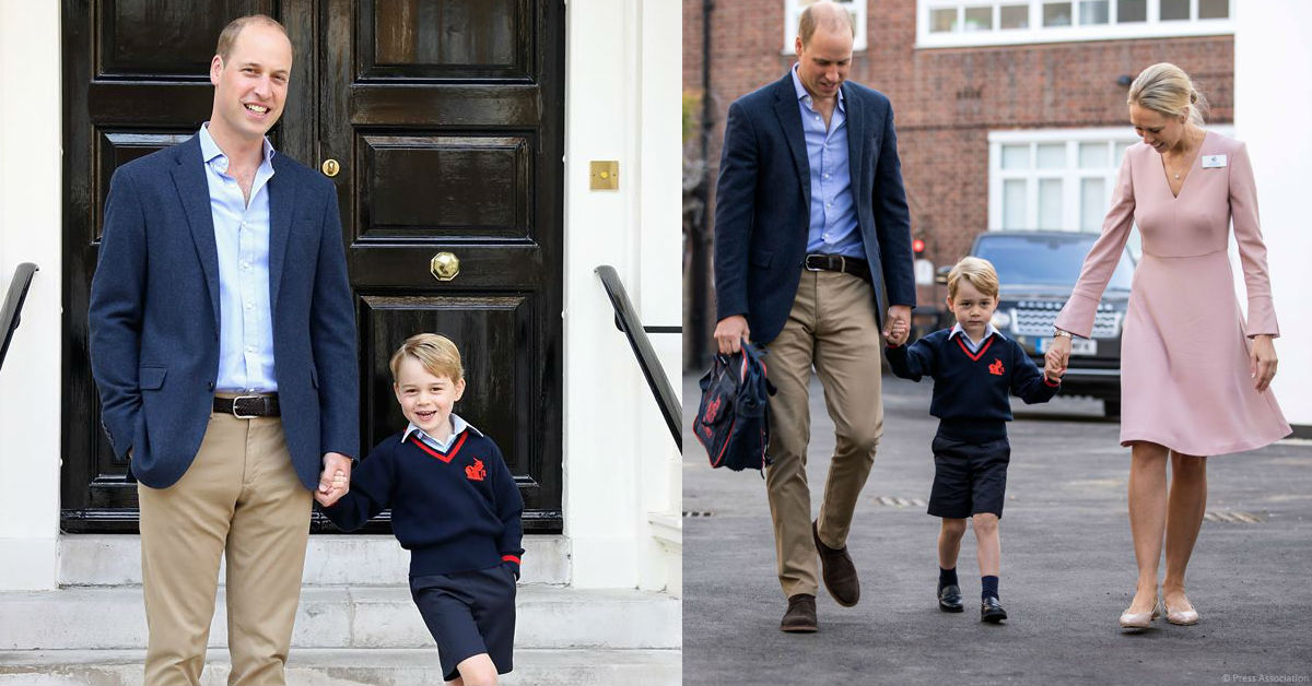 喬治王子第一天上學去！一手牽著爸爸一手牽著老師實在太萌啦 喬治王子、幼稚園、上學、第一天、Thomas’s Battersea、Helen Haslem