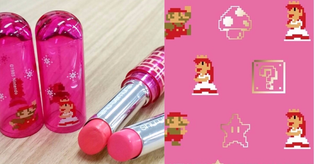 超級瑪莉歐唇膏＋蘑菇眼線筆！任天堂與植村秀、Le Sportsac聯名童趣百分百 任天堂、超級瑪莉歐、nintendo、植村秀、shu uemura、聯名彩妝、可愛包裝、le sportsac、聯名包包、金幣磚塊、蘑菇