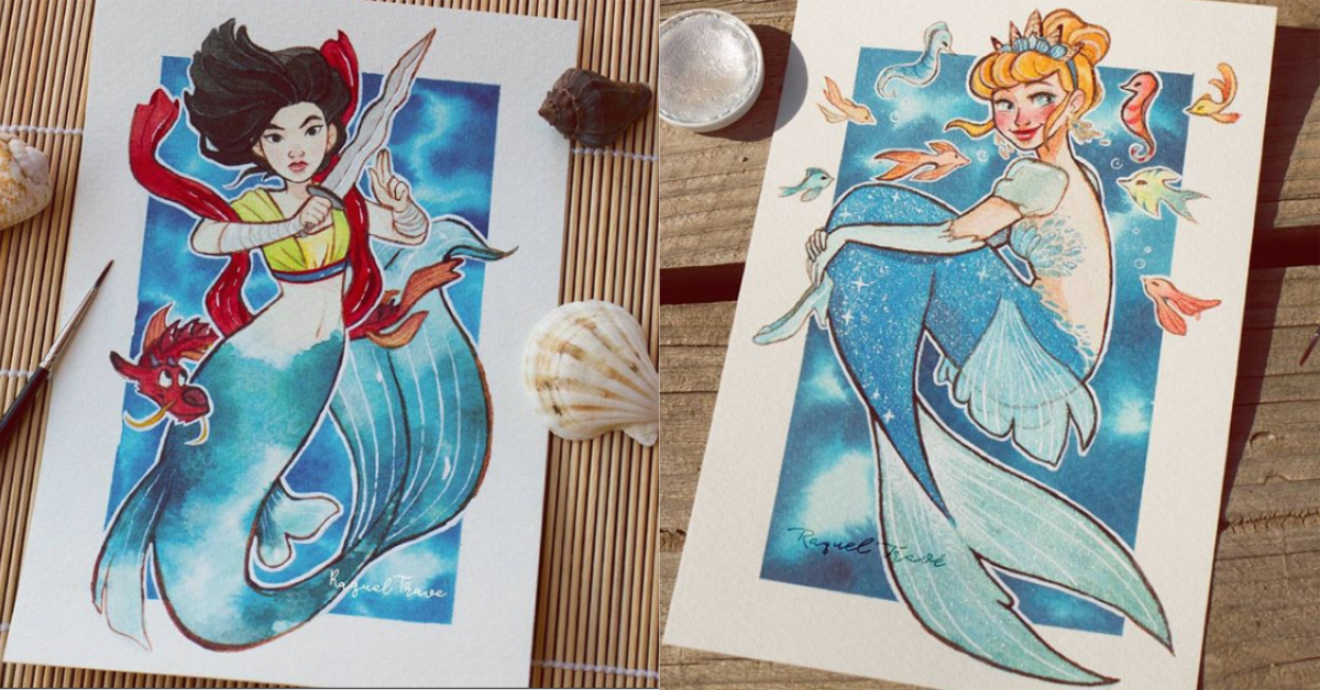 愛麗兒又多了人魚姊妹啦！迪士尼公主變成人魚每個都美膩到哭～ 迪士尼、公主、迪士尼公主、人魚、小美人魚、阿拉丁、勇敢傳說、仙履奇緣、魔髮奇緣、睡美人、冰雪奇緣、花木蘭、藝術