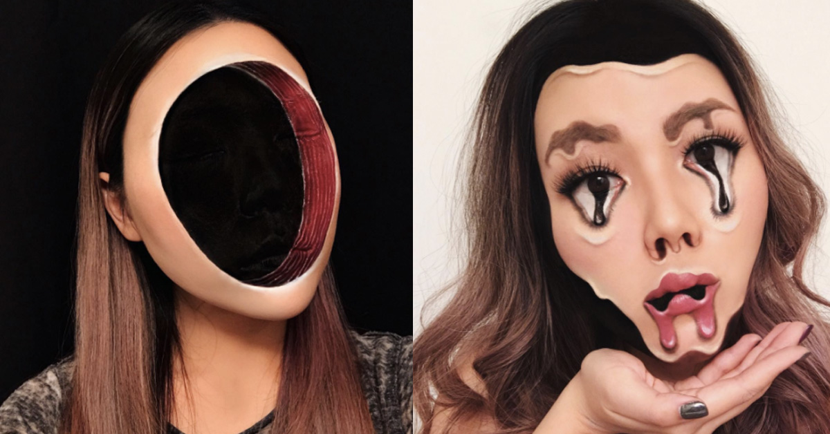 欸妳的臉怎麼不見了？來自異次元的毛骨悚然黑洞臉 3D錯覺彩妝、Mimi Choi、異次元、黑洞臉、獵奇、彩妝師、驚嚇