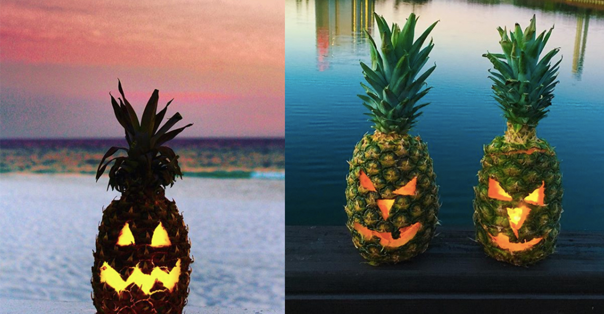 頭上長著尖刺比南瓜燈還可怕！充滿著果肉香甜味的萬聖節鳳梨燈 鳳梨、鳳梨燈、南瓜燈、萬聖節、雕刻、jack-o'-lantern