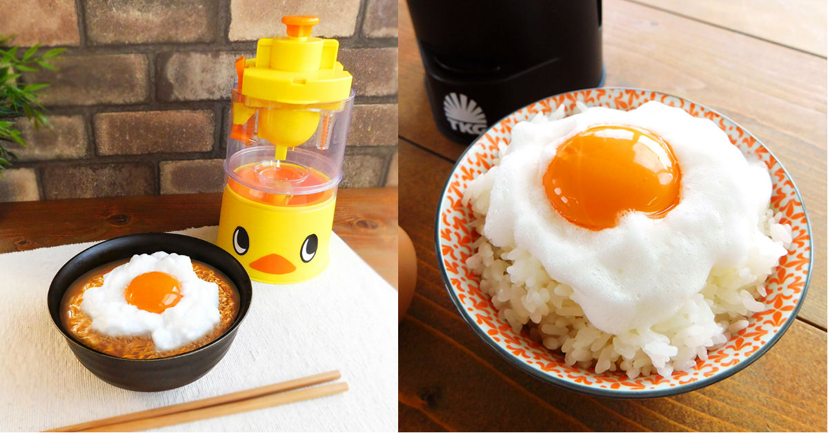 讓黃色小雞幫你做出雲朵般綿密的生雞蛋！「究極的TKG」機可愛進化 究極的TKG、生雞蛋拌飯、究極的TKG機、元祖雞拉麵、小雞、泡麵、日清、蛋白、蛋黃、蛋白霜