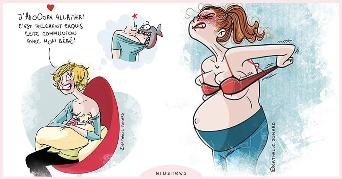 餵母乳像被食人魚咬到！法插畫家搞笑揭露當媽的日子 法國、插畫、Nathalie Jomard、nathaliejomard、媽媽、藝術