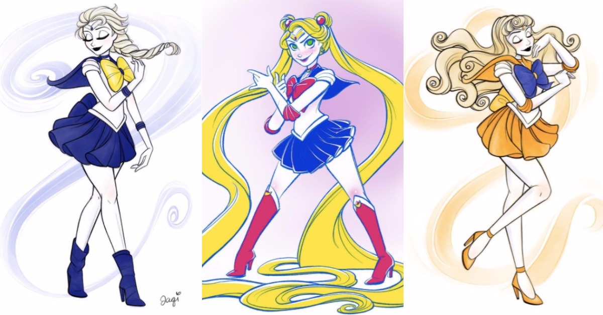 艾莎就是天王星的最佳擔當！迪士尼公主與美戰的合體根本美出新高度 美少女戰士、迪士尼公主、迪士尼、合體、Jacquelynn Harris、藝術