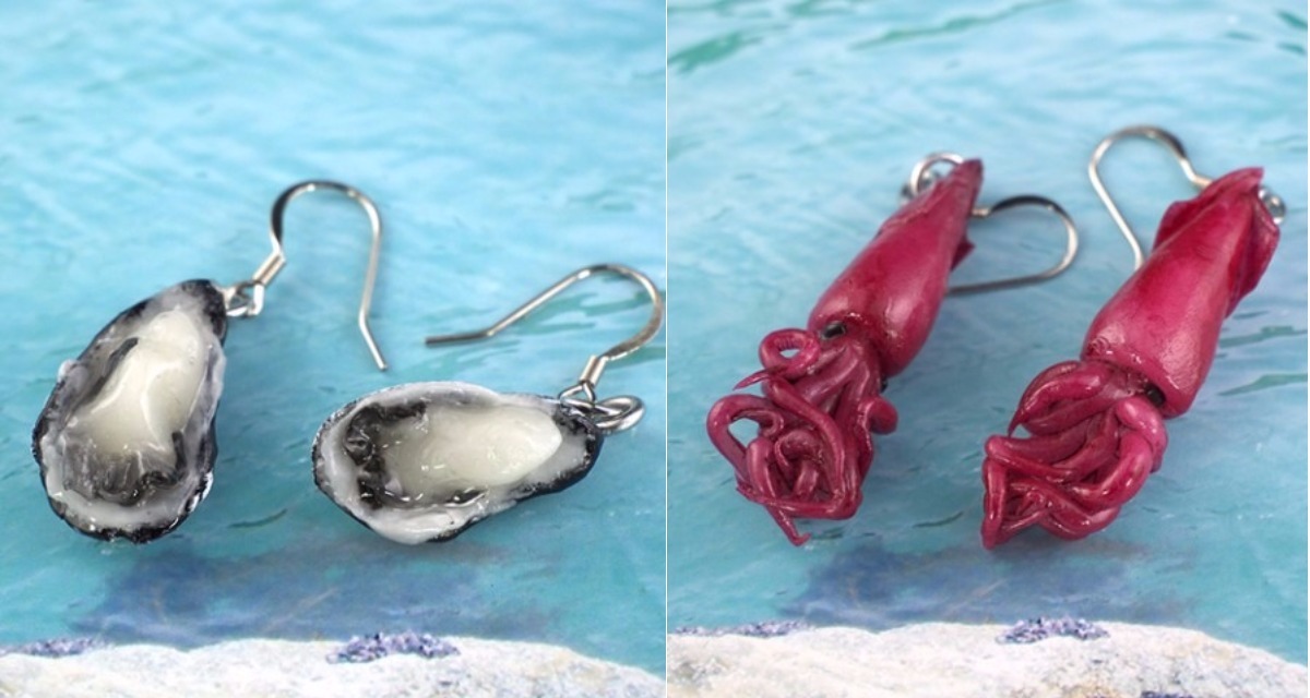 你怎麼把牡蠣掛在耳朵上啦！超逼真食物耳環特輯 音波屋、逼真、耳環、海鮮、甜點、點心、甜食、鹹食