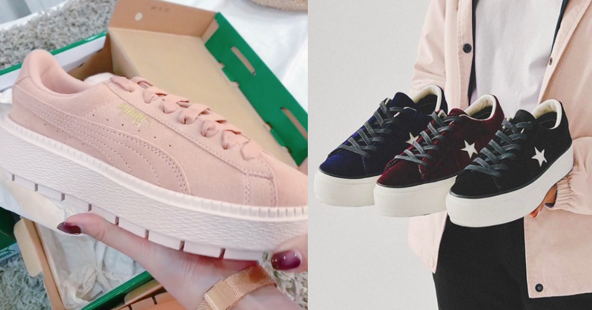 滿足嬌小女孩顯瘦、增高心願！PUMA、CONVERSE秋冬暖感「厚底鞋」超好看！ CONVERSE、puma、厚底鞋、厚底球鞋、絨布、麂皮、星星、sneaker