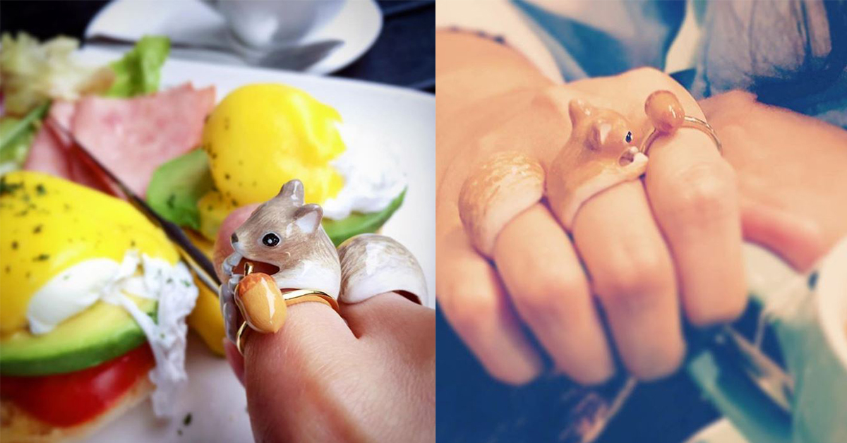 松鼠撒嬌抱緊捨不得拔下來！三件式動物戒指讓你搞怪不失可愛 動物、造型、可愛、設計、戒指、三件式、藝術