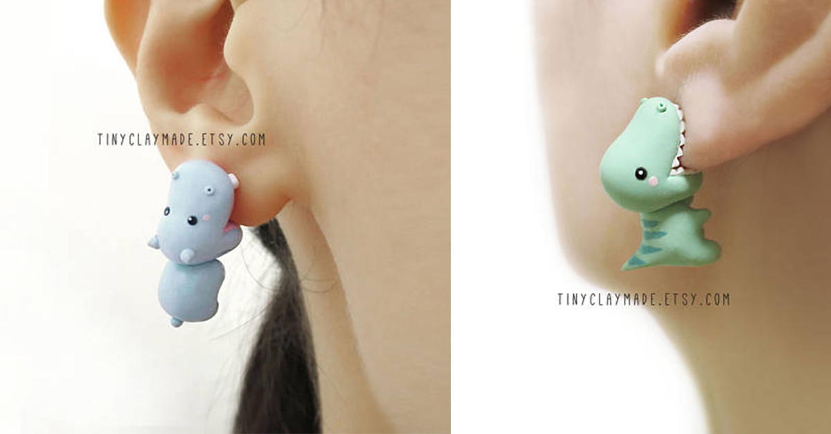 想要被河馬咬耳朵嗎？掛在耳垂裝可愛的超療癒動物耳環 耳環、首飾、可愛、tinyclaymade、手工製作、軟陶、療癒