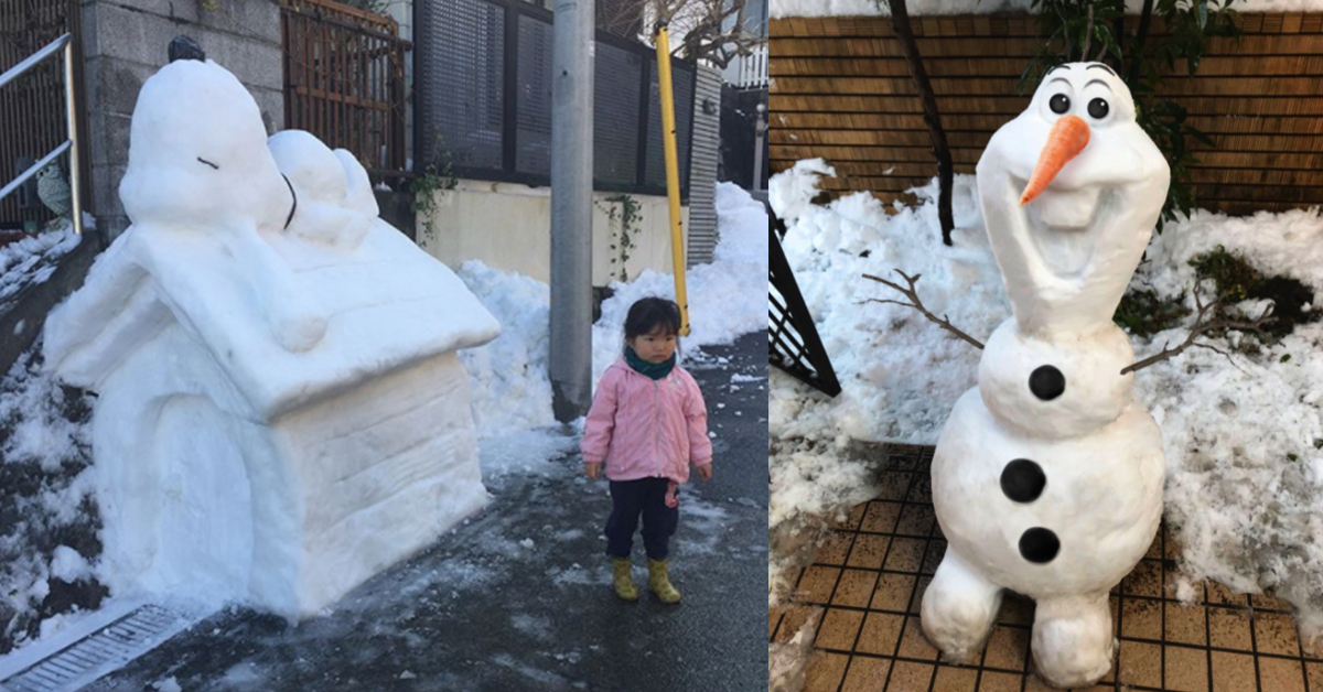 隨便一個轉角都能碰到萌萌雪寶！日本神人等級的超精緻雪雕又來啦 雪人、雪雕、日本、大雪、雪、下雪、雪寶、玩