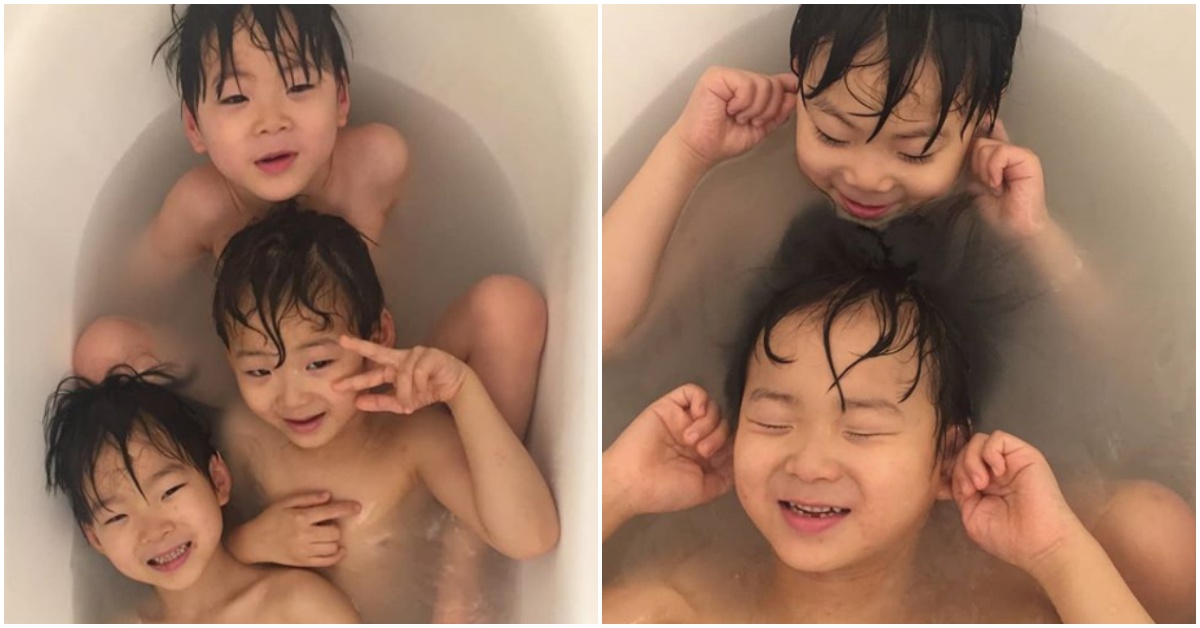 姨母心爆發！大韓民國萬歲最新近況公開！「三胞胎疊疊樂」擠好擠滿洗澡 大韓民國萬歲、三胞胎、宋一國、韓國可愛小孩、韓星