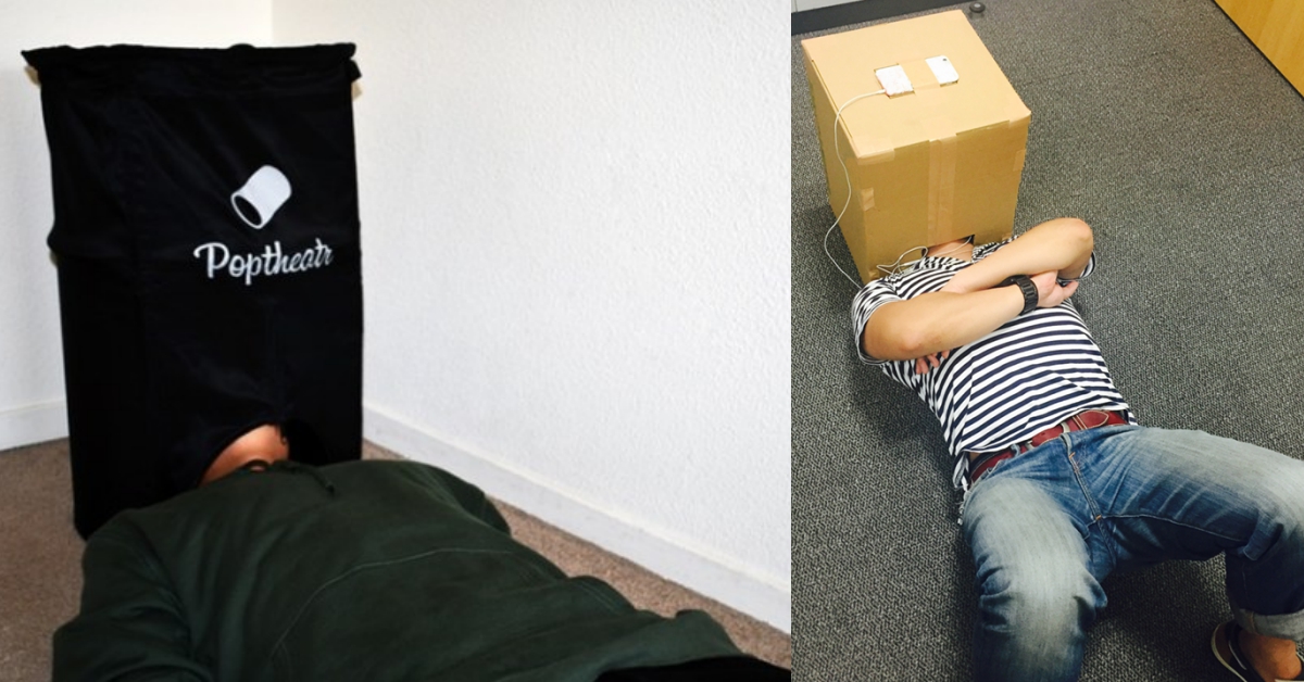 沒買這個別說你是廢物！隨時隨地都能躺著看的「個人電影院」必敗登場 電影院、行動電影院、新發明、新奇、有趣、方便、手機、3C週邊、集資網站、Poptheatr