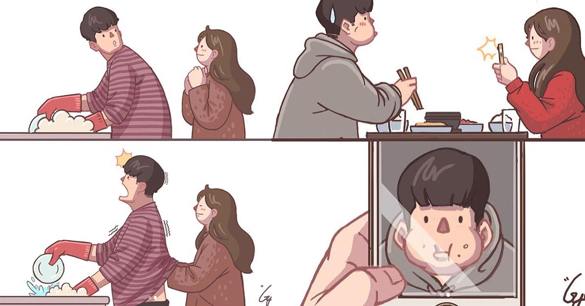 我也想要有個人肉暖暖包！「甜到掉牙」情侶插畫看完直呼好想談戀愛 情侶、甜蜜、插畫、韓國、gyung_studio、藝術