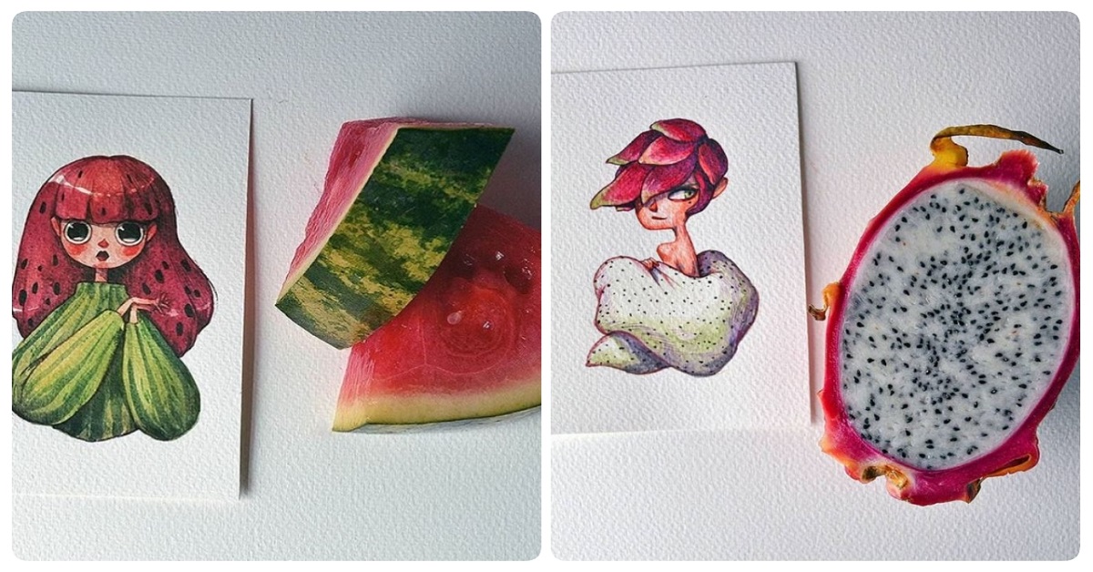 火龍果原來是個帥女孩？英插畫家量身打造正港「高顏值」水果家族 插畫、水果、marija tiurina、marijatiurina、水果家族、藝術