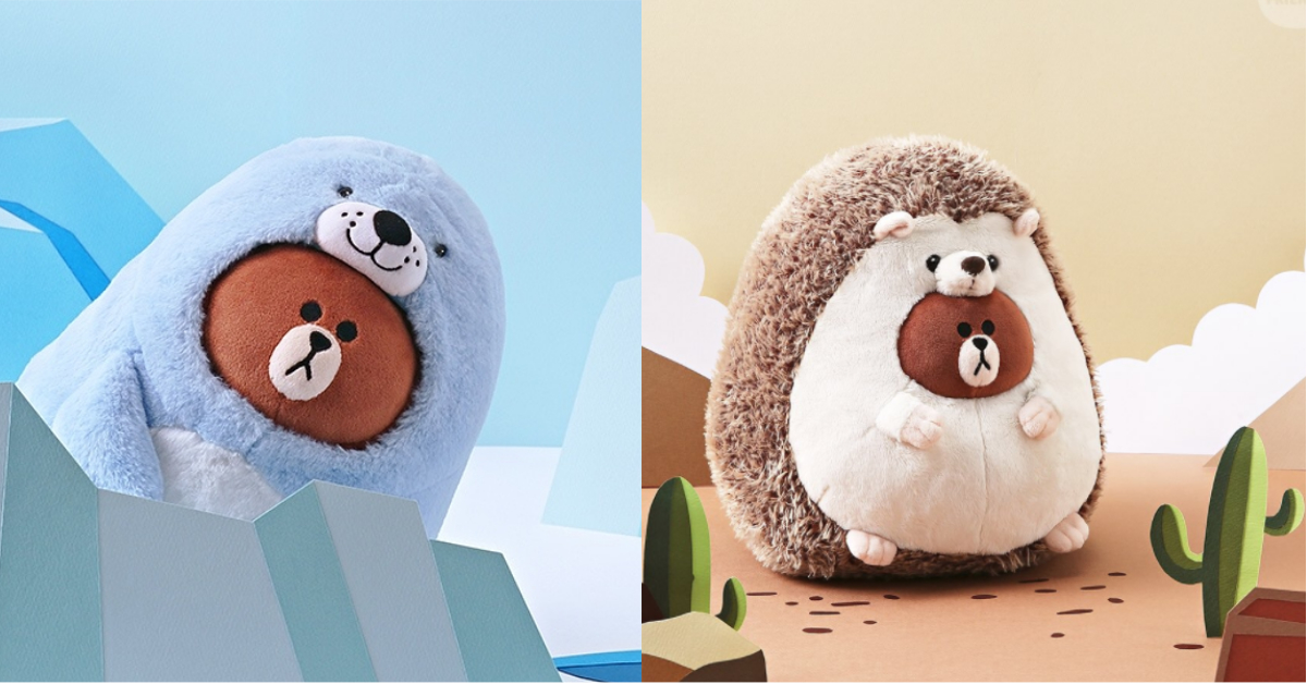 熊大怎麼又胖了？！「JUNGLE BROWN」圓滾海豹、刺蝟實體玩偶登場啦 LINE、LINE FRIENDS、熊大、JUNGLE BROWN、DINO BROWN、SNOW BROWN、G.BROWN、PIGGY BROWN、FOX BROWN、新成員、可愛、圓滾滾