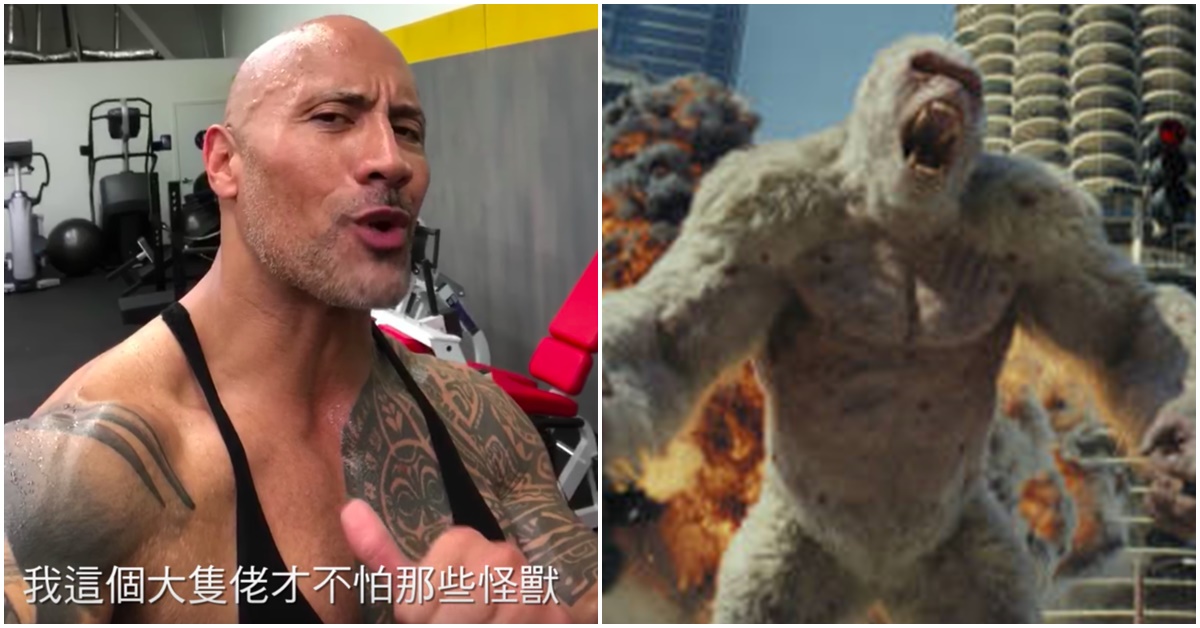 這款動物學家還真沒見過！巨石強森無極限《毀滅大作戰》一人大戰3巨獸！ 巨石強森、猩猩、金剛