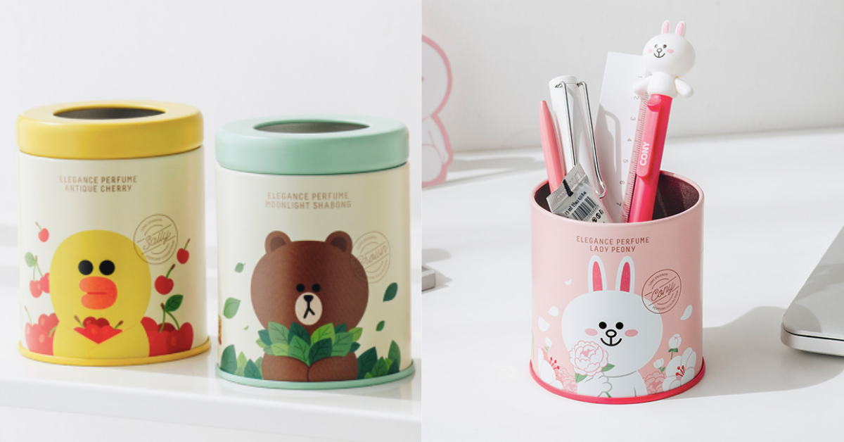 用完還能當筆筒的芳香罐也太可愛！熊大化身芳香罐捎來春天的訊息♡ LINE、芳香罐、熊大、兔兔、莎莉、香味、綠茶、花香、櫻桃、舒心、筆筒