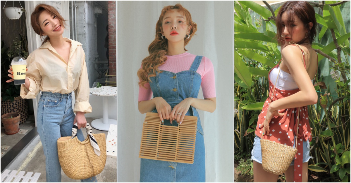 真的拿來裝菜也很時髦！春夏超夯「藤編包」不管肩背、手提都超好搭的！ 藤編包、竹編包、編織包