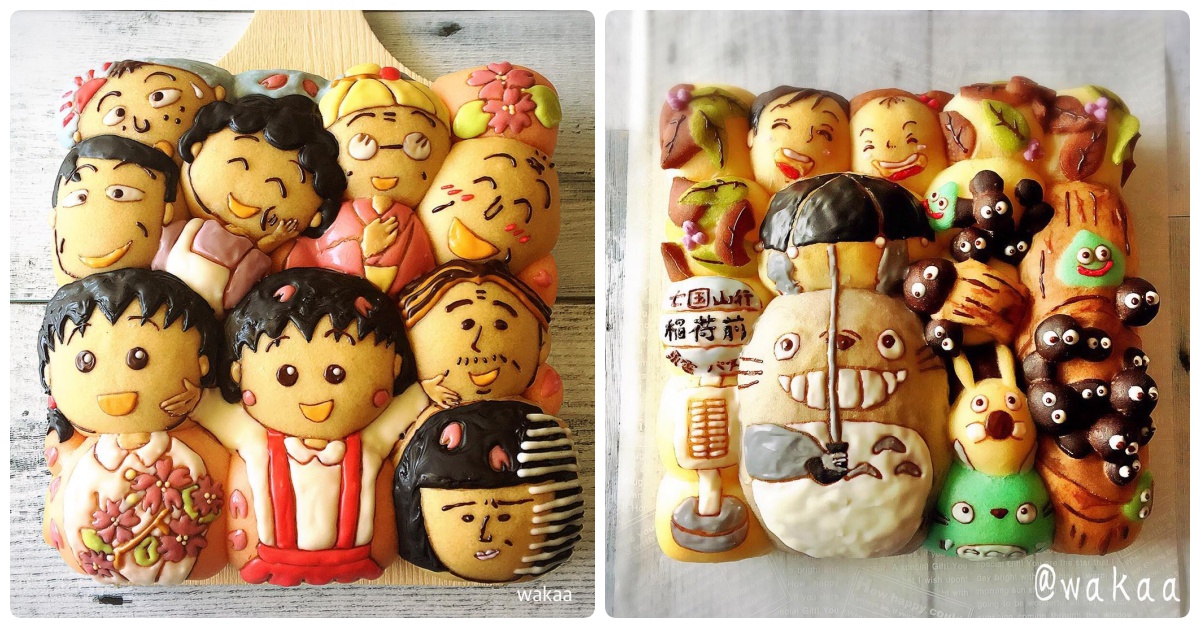 一整隻小丸子搬到點心上！宛如插畫的日本卡通手撕麵包根本捨不得吃 手撕麵包、卡通、烘焙、點心、手作、料理、wakaayum