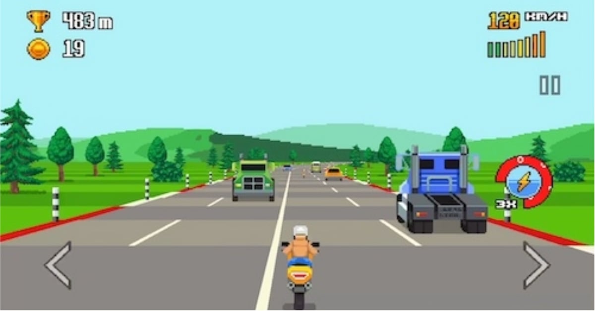 跟小時候玩的街機遊戲一樣！復古越野摩托車手遊《Retro Highway》秒讓你想起童年 Retro Highway、復古、摩托車、像素風、越野、電玩、Game Boy、街機