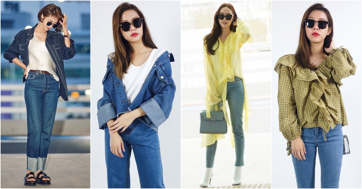 妞的穿搭日常：出國從CHECK IN開始霸氣側漏，韓女神「丹寧」機場時尚神複製這樣搭！ 機場時尚、妞的穿搭日常、丹寧穿搭、韓星穿搭、泫雅、高準熹、潔西卡、穿搭、出國穿搭