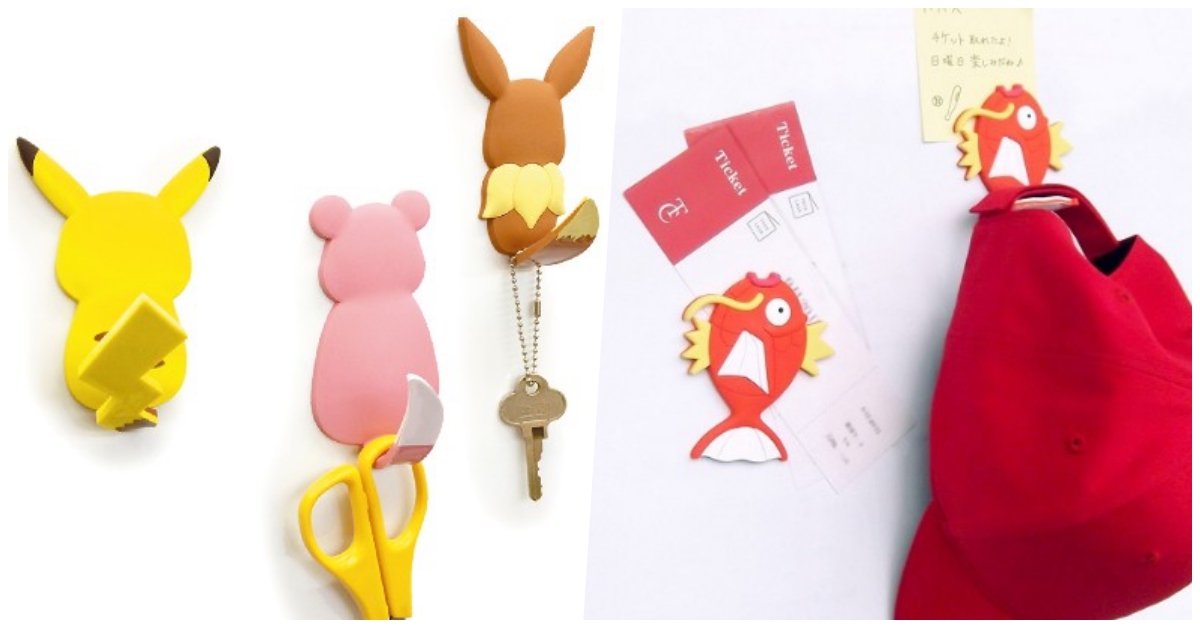 皮卡丘跟伊布為什麼要面壁思過啦！寶可夢尾巴磁鐵掛鉤療癒家中角落♡ 精靈寶可夢、磁吸式掛鉤、鋼鐵尾巴、皮卡丘、鯉魚王、伊布、呆河馬、夢幻、可愛、磁鐵