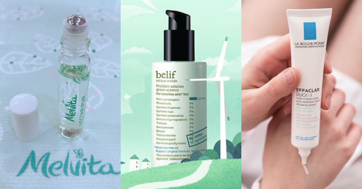 鎮壓粉刺痘痘超有感！天天都能安心用的溫和「痘痘調理精華」推薦 痘痘、抗痘精華、THE BODY SHOP茶樹淨膚淨化調理菁萃、belif茶樹淨膚調理精華 、Melvita薄荷平衡調理修護棒