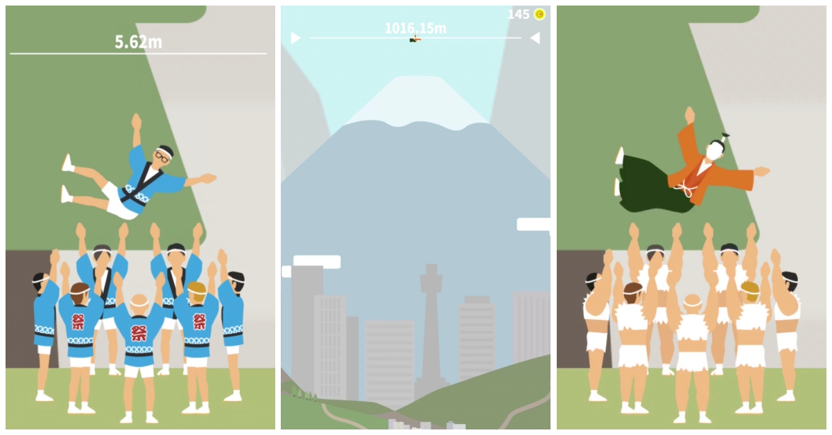 你們要把人拋向宇宙是嗎？拋接手遊《胴上げ祭り》會玩到懼高症發作 胴上げ祭り、拋飛、高、懼高症、飛、宇宙、手遊、日本