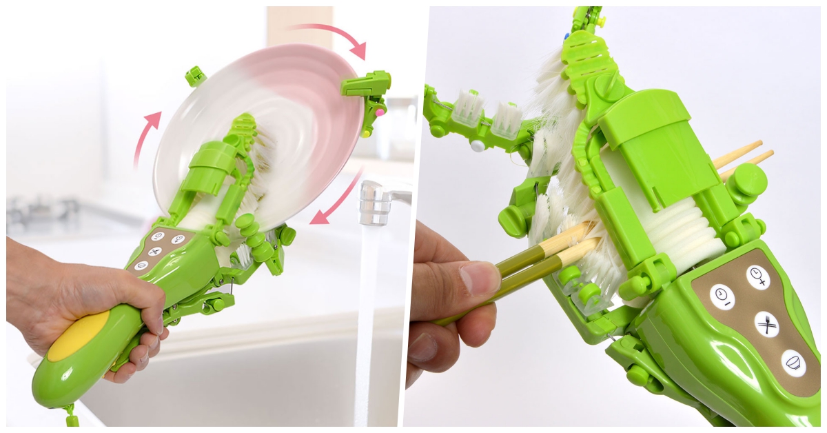 不碰水、只出一隻手就能輕鬆洗碗！日本推出「手持自動旋轉洗碗器」堪稱懶人福音 日本、洗碗、懶人、手持自動旋轉洗碗器、家庭煮婦、方便