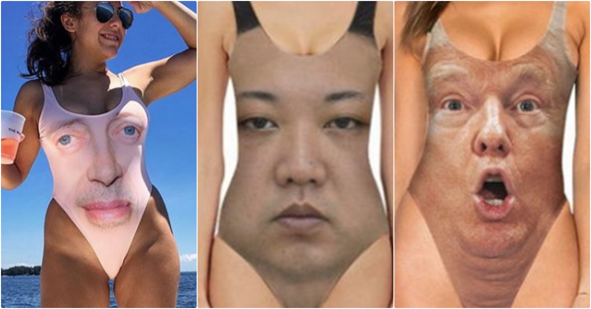 川普、金正恩滿海灘跑！超獵奇的「名人大臉泳衣」爆紅，普京別偷笑你也有份！ 大臉泳衣、人臉泳衣、川普、金正恩、普京