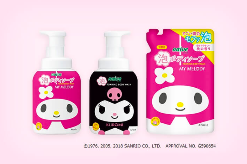 naive泡沫沐浴乳又有新聯名！這次是美樂蒂和庫洛米，連補充包也印有可愛圖案 naive泡沫身體乳