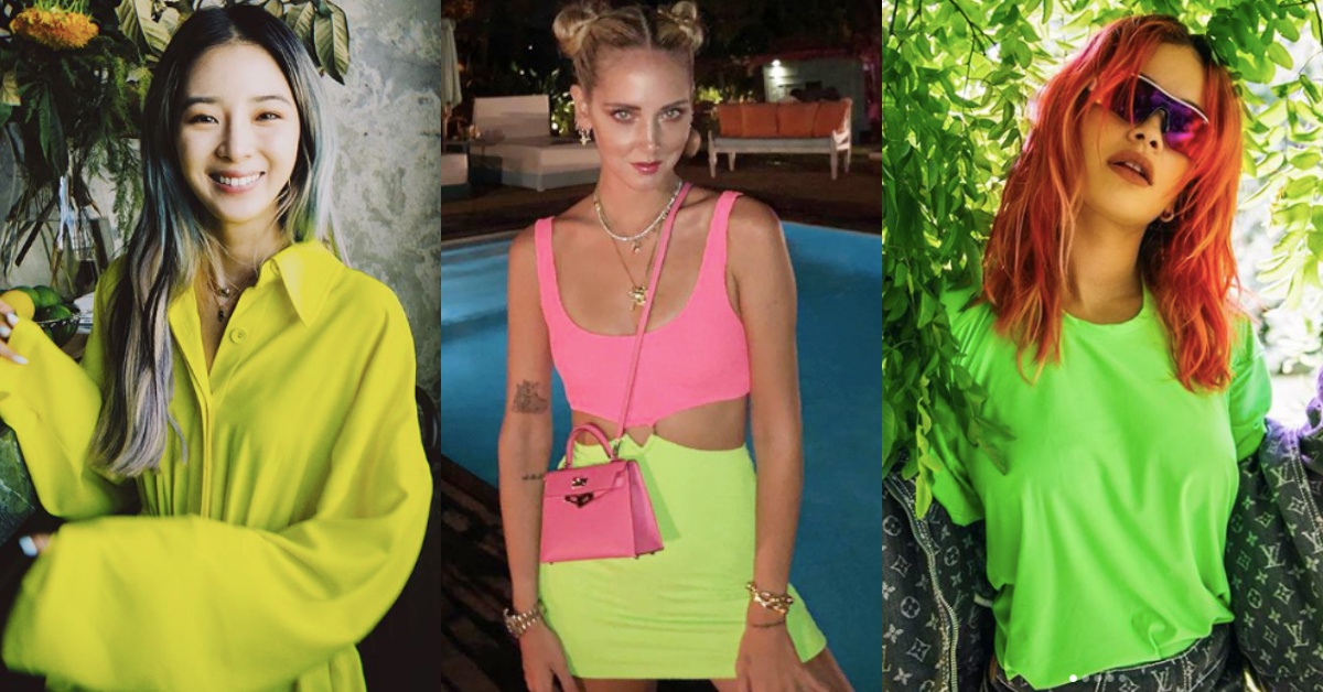 夏天還沒準備結束！跟著超模、潮人穿上「霓虹螢光」單品自體發光！｜時尚關鍵字 穿搭、螢光、霓虹、blackpink、lisa、chiara ferragni、時尚關鍵字