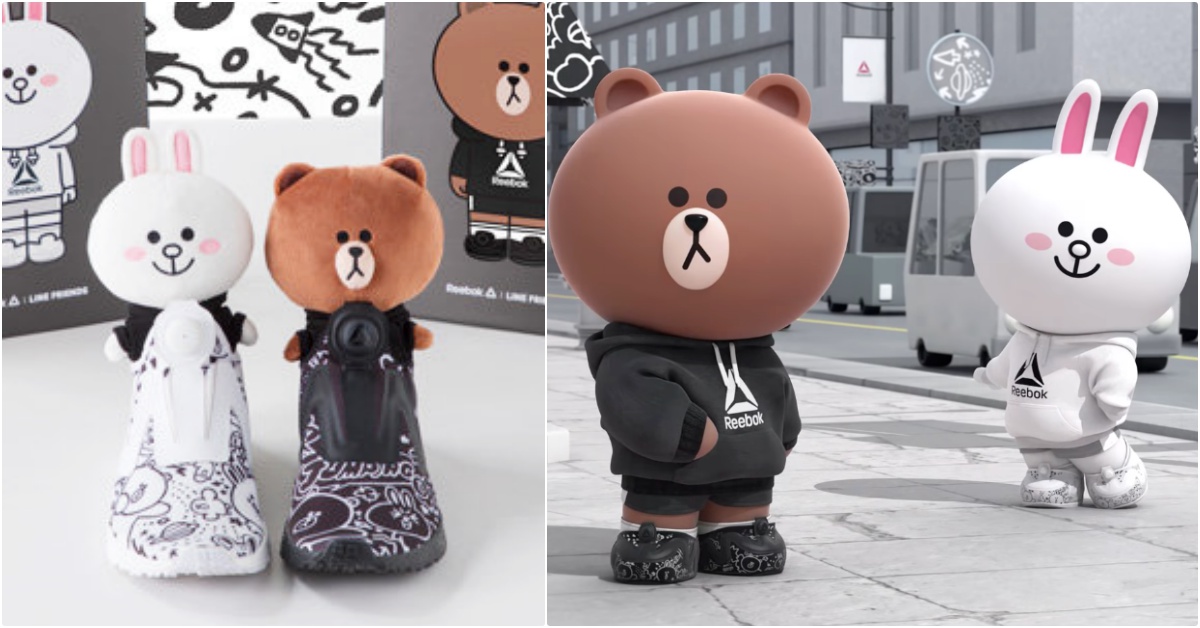 熊大、兔兔變潮了！韓國Reebok這次聯名不裝可愛，黑白「充氣球鞋」帥到嫑嫑的♡ Reebok、Reebok聯名、Reebok×LINE FRIENDS、LINE FRIENDS聯名鞋、熊大、聯名球鞋、兔兔、Reebok充氣鞋