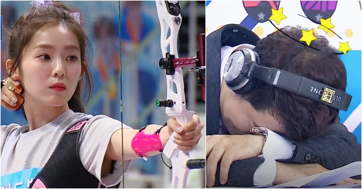 Irene女神射破紅心的名場面播出啦！MC全炫茂請客讓「偶運會」一秒變炸雞派對！ Irene、Irene射箭、Red Velvet、偶運會、偶像明星運動會