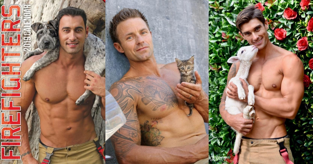 毛小孩配帥哥天下無敵！啊嘶～2019「澳洲鮮肉消防員月曆」讓你春心蕩漾每一天 猛男、月曆、年曆、2019、消防員、澳洲、貓、狗、毛小孩、帥、精壯、肌肉、養眼、火辣