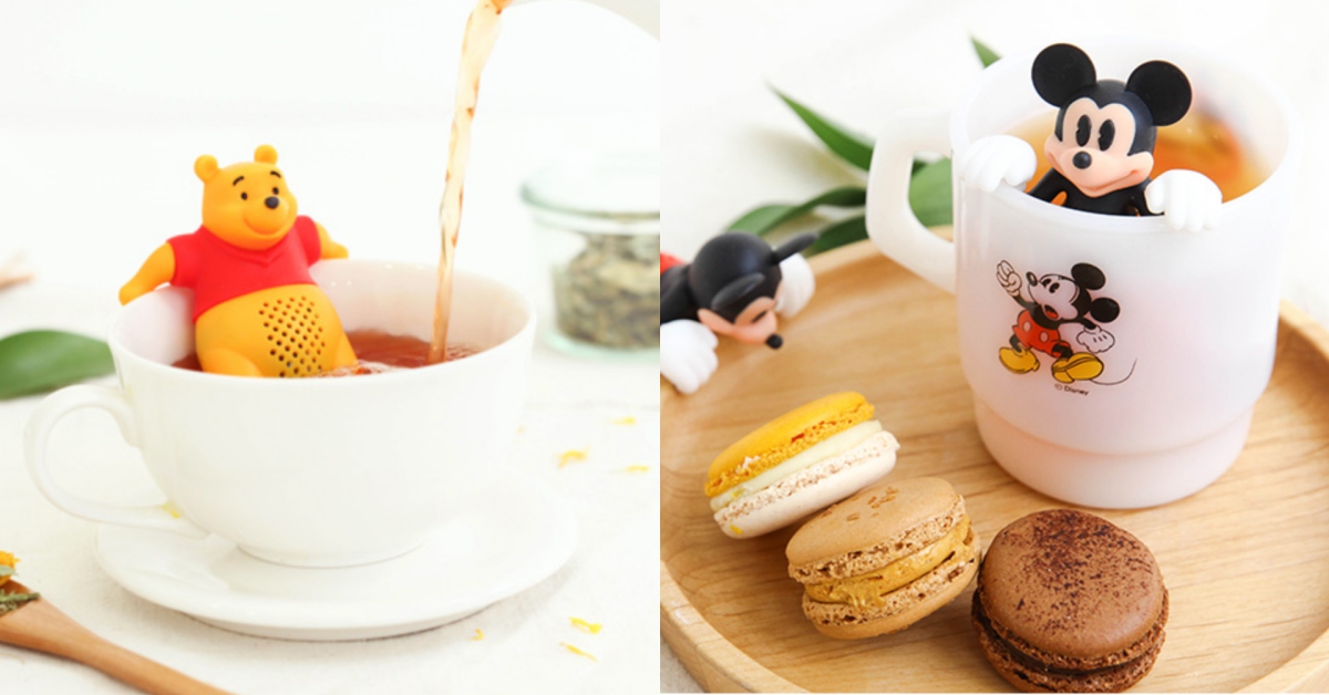咦～怎麼有維尼在我的茶杯裡泡澡？讓超萌迪士尼泡茶器療癒你的辦公室生活♡ 迪士尼、10x10、維尼、米奇、泡茶器、泡澡、茶、濾茶器、韓國