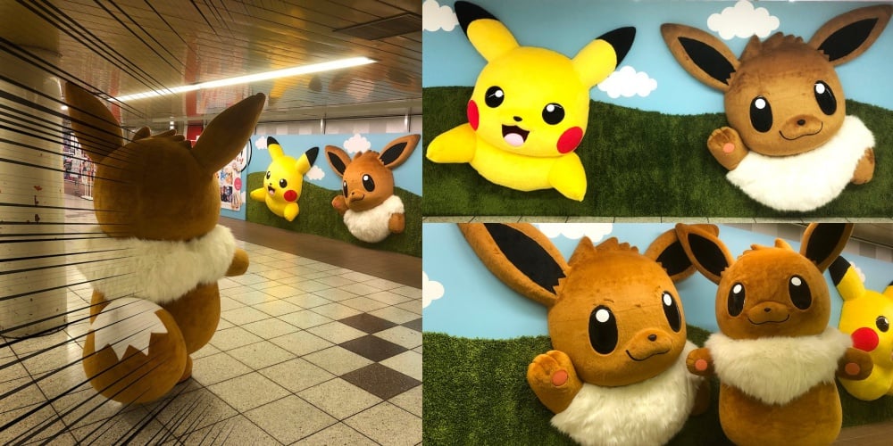 補獲野生的皮卡丘跟伊布！巨大玩偶出沒東京新宿車站等你來收服 皮卡丘、伊布、東京新宿車站、打卡、寶可夢、網卡