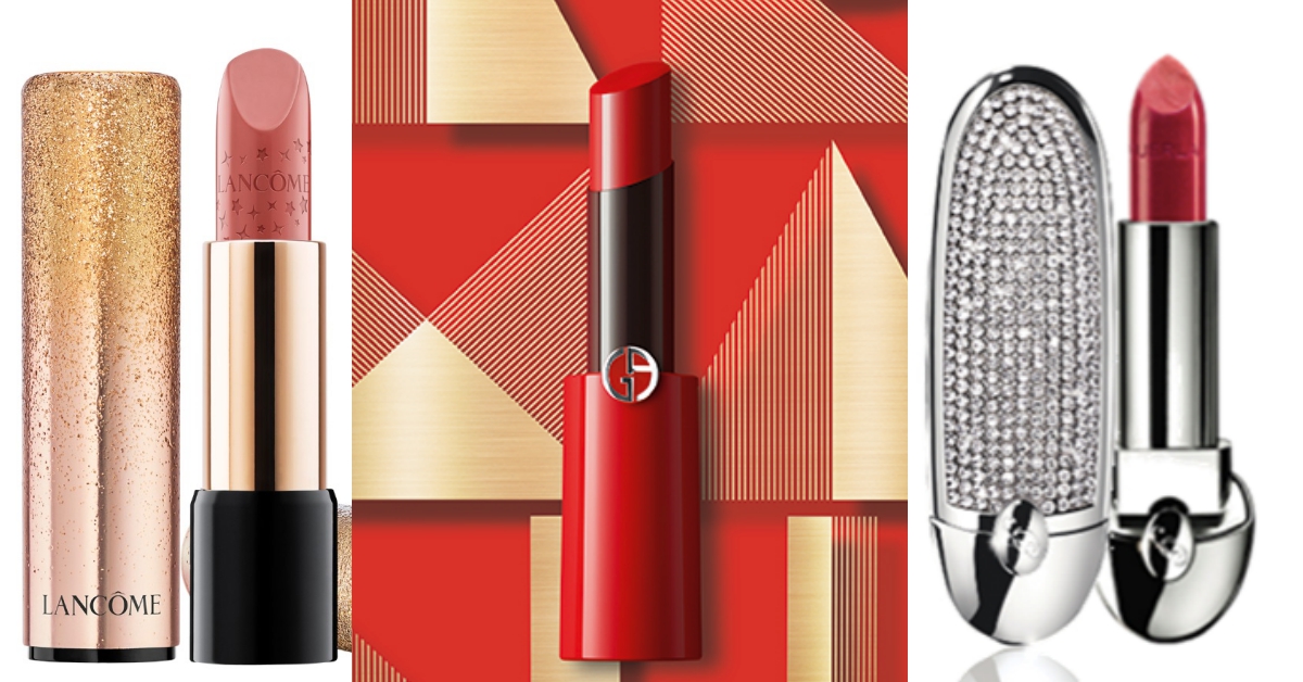 「Giorgio Armani金色圖騰太美、LANCOME星星刻印好夢幻...」聖誕限定唇彩每款都逼人剁手買 Giorgio Armani奢華訂製緞光水唇膏亞曼尼金色LOGO限定版、聖誕限定唇膏、紅寶之吻高訂唇膏彩殼 王妃星鑽限量版.幸福璀燦絕對完美唇膏聖誕限量版