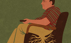 你也生根在沙發上了嗎？John Holcroft上班族怨念人生諷世系插畫    John Holcroft、中年、現實、插畫、上班族