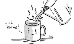 杯子其實怕熱水！　Ben Cameron的悲劇式插畫 Ben Cameron 、 插畫 、 悲劇、藝術