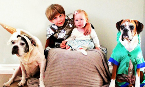 從萌寶到小帥哥揪甘心！5歲小男孩與狗狗的變裝秀 Henry Miller、Banjo、cosplay、變裝、打扮、可愛、兄妹、萌、寵物、主人、巴斯光年、胡迪、Elliott